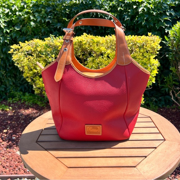 Dooney & Bourke Handbags - Dooney & Bourke Red Tote with Tan Handles